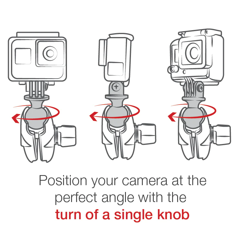 RAM-B-138-A-GOP1U - RAM Mounts Drill-Down Double Ball Mount with Universal Action Camera Adapter - Image 4