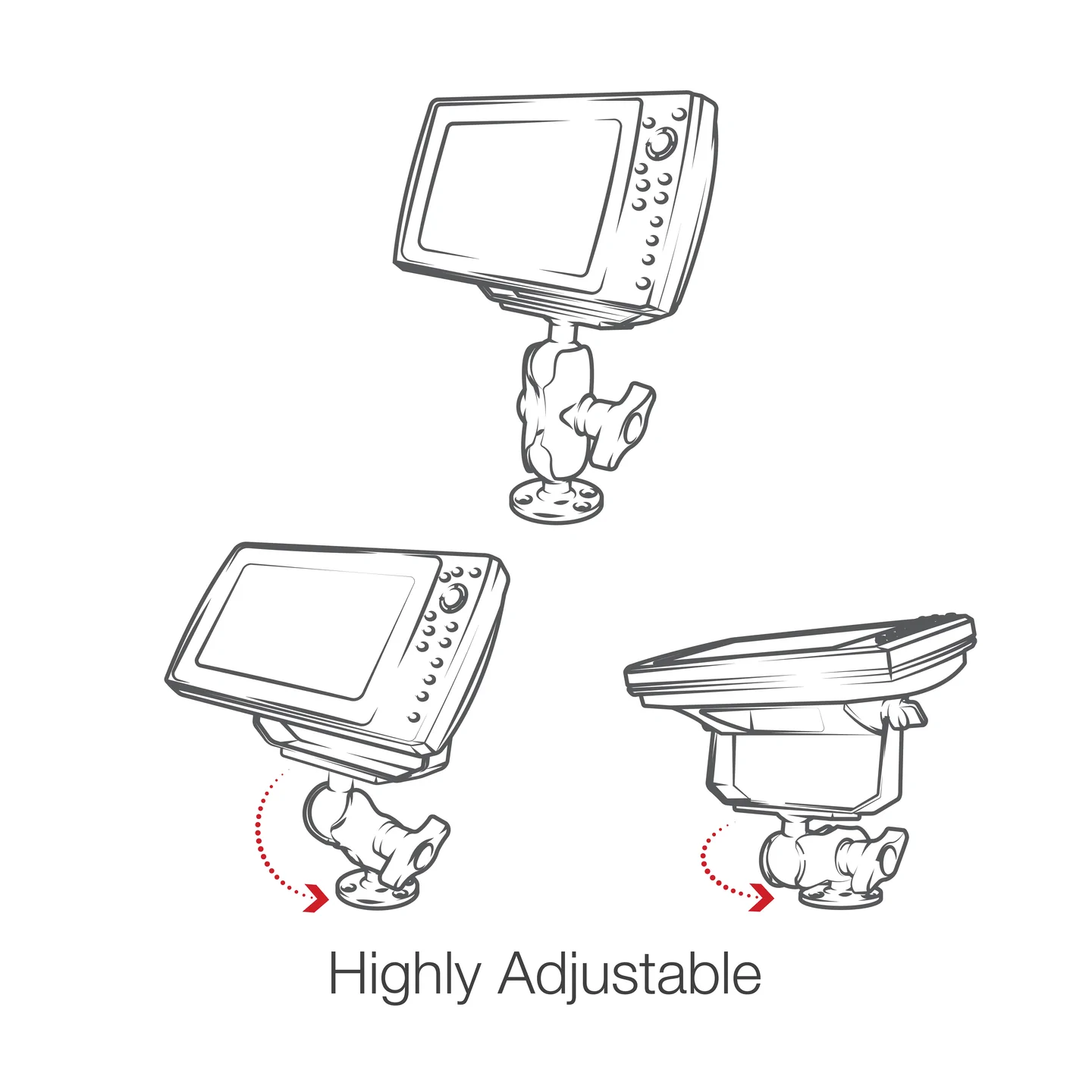 RAM-D-202-25-C-202U - RAM Mounts Marine Electronic Mount for Helix 8 to 12" Fishfinders - Image 3