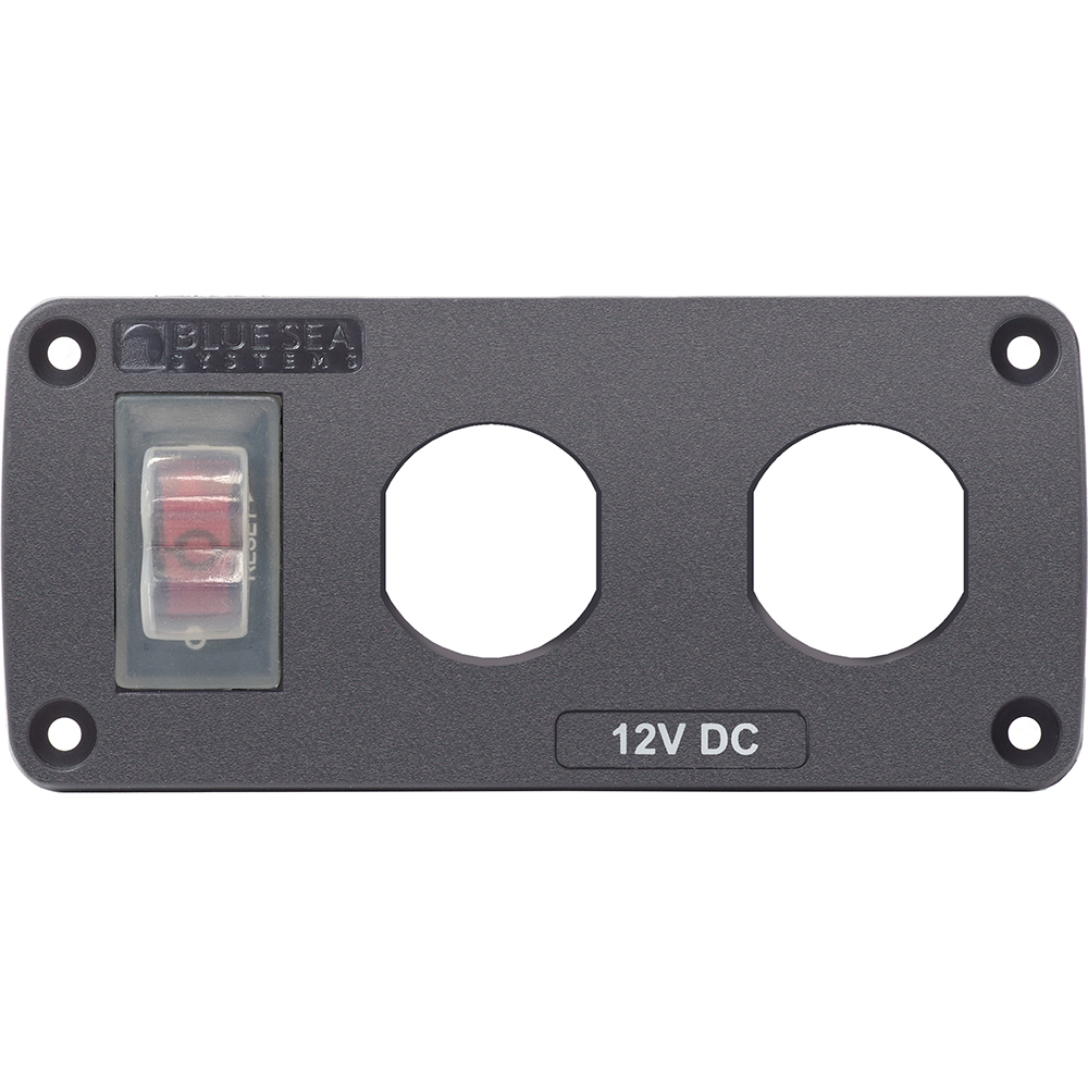 Blue Sea 4364 Water Resistant Accessory Panel - 15A Circuit Breaker, 2x Blank Apertures