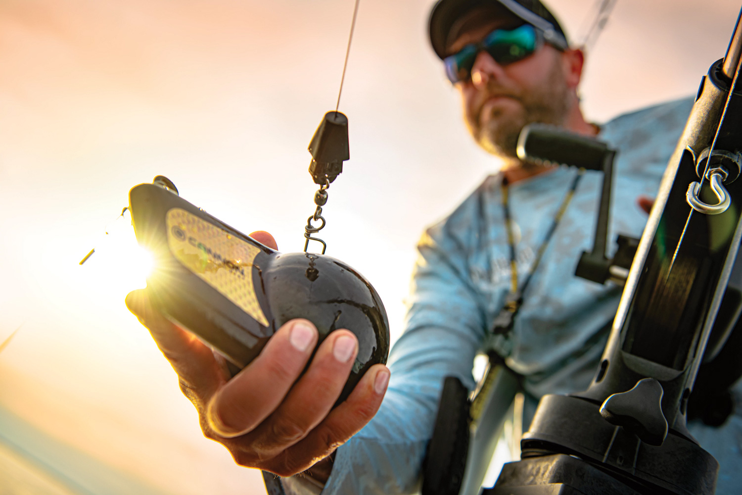 Cannon-Downrigger-Flash-Weight-Action-Shot