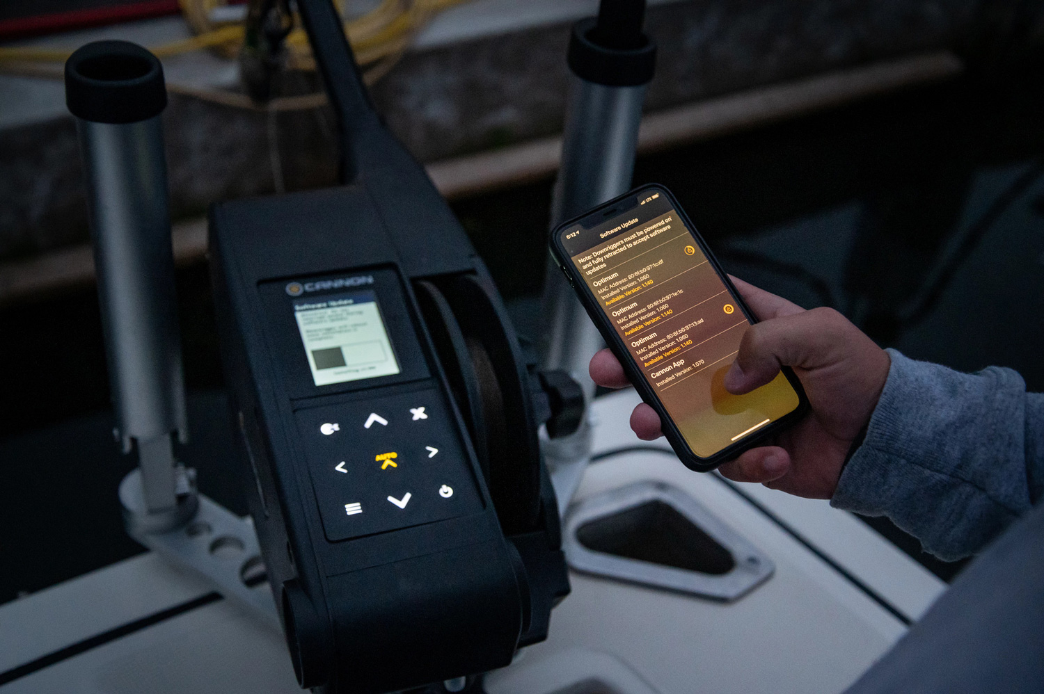 Cannon-Downrigger-and-App-Action-Shot