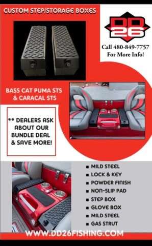 Step And Glove Box Combo For Bass Cat Puma STS Models With Middle Seat And Caracal STS Models With The Existing Fiberglass Step Box